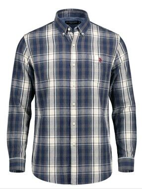 U.S. Polo Assn. Blue and White Plaid Button-Down Shirt Size 2XL